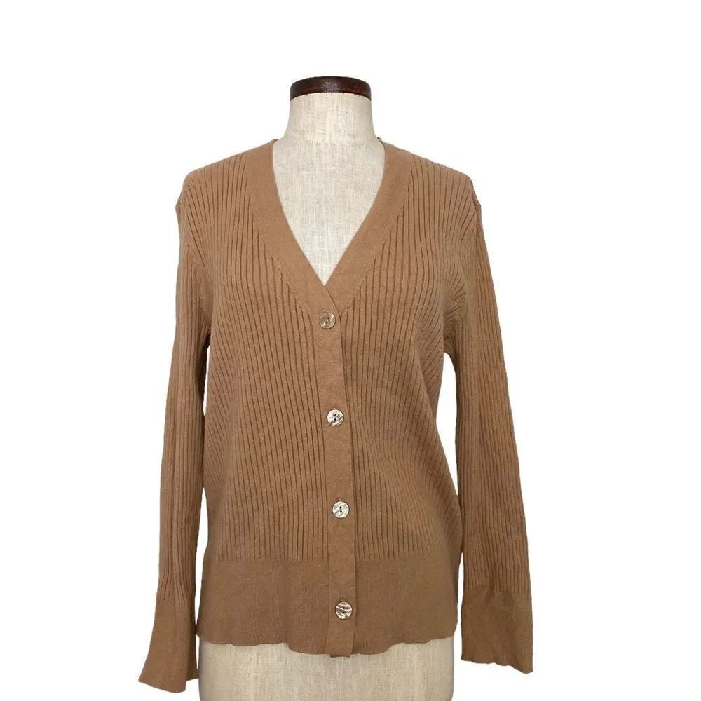 Tan Ribbed cardigan
